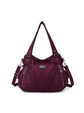 Washed PU Leather Tote Bag Hobo Shoulder Crossbody Satchel
